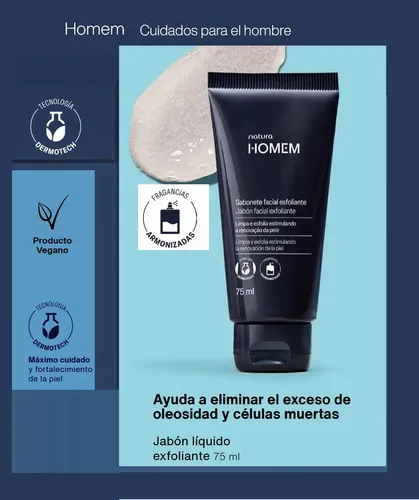 Exfoliante Facial Homem Masculino 75ml Natura Vegano
