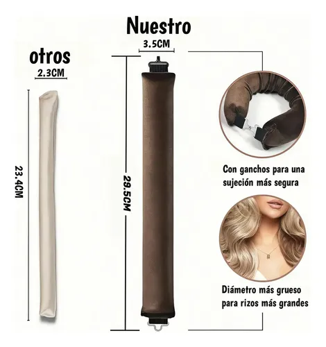 6pzs Curly Ondas En Cabello Rizos Sin Calor Tubo+gorro Satin