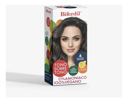 Kit Tintura Coloracion Tono Sobre Tono Biferdil 154gr Tono 4 Castaño Mediano