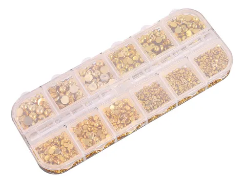 1 Caja Calcomanías Uñas Decorativas Perla Dorada