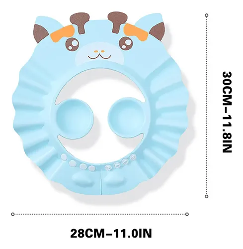 Gorro De Champú Protector Auditivo Para Bebés, Gorro De Duch Azul Cara De Animales