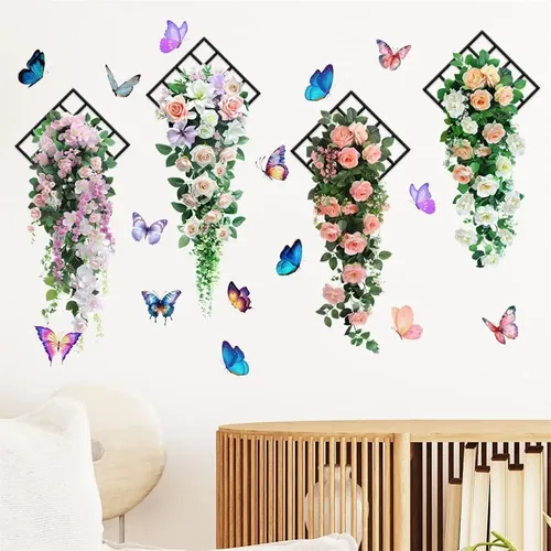 Adhesivos De Pared Con Flores 3d Para Cocinas, Material Pvc