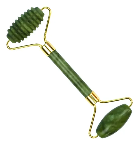 Masajeador Facial Caliber Jade Doble Rodillo Con Puntas Color Verde