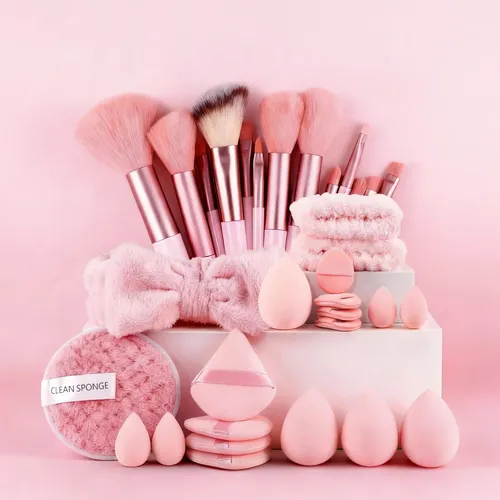 Set De 40 Esponjas De Maquillaje, Brochas Y Brochas Para El