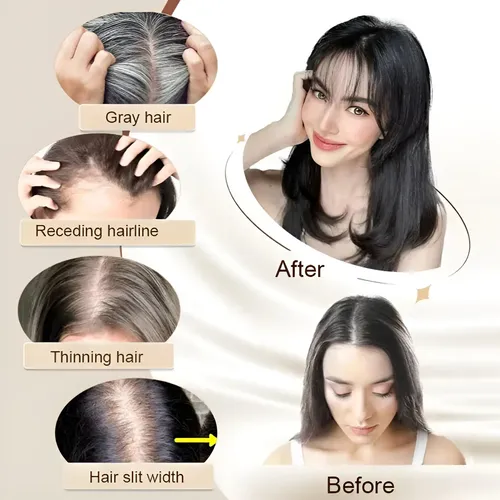 Pieza De Peluca Ms Para Cubrir Cabello Gris Castaño Claro