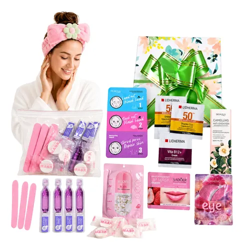 Set Regalo Skincare Completo En Caja Vincha Macarillas
