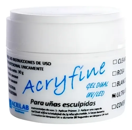 Gel Constructor Acryfine Ultra Blanco Cabina Uv Led X 30 Gr