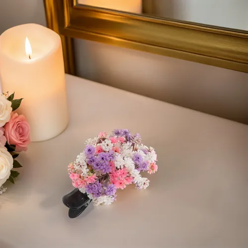 2 Pinzas Para Cabello Con Flor: Con De