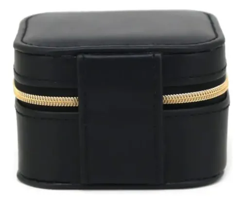 Organizador De Accesorios Mujer Cofre Porta Biuji Eco Cuero Color Negro