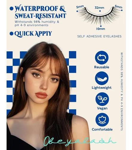 Pestañas Postizas Reutilizables Obeyalash 10mm 5 Pares
