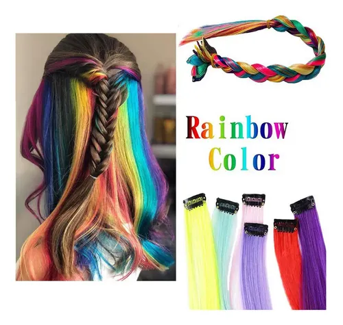 ) Extensiones De Cabello Coloreado De 20 Pulgadas Con Clip (
