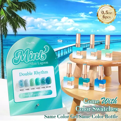 Conjunto Gel Uñas 6pz Mint Lagoon