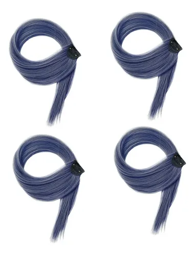 4 Pelucas Teñidas De Orejas Colgantes, Azul Profundo
