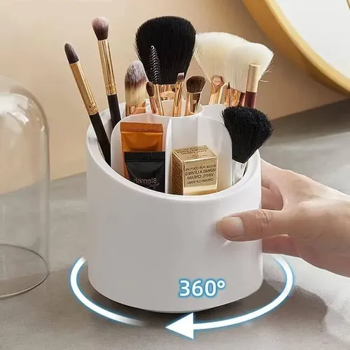 Organizador De Brochas Maquillaje Giratorio 360° Con Tapa