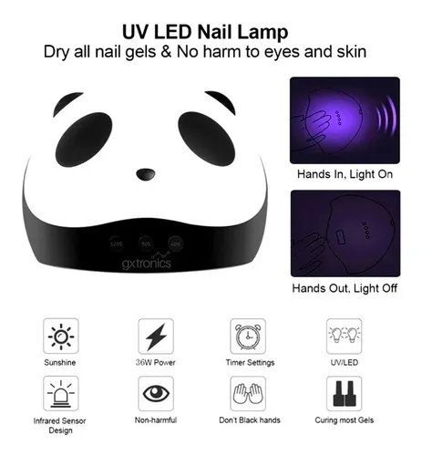 Cabina Uv Led Secado Uñas Profesional Con Sensor 36w Panda