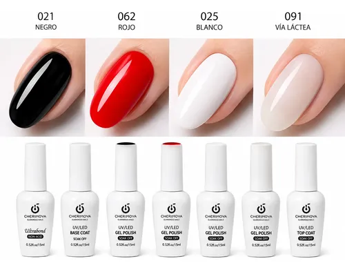 Kit 7 Esmaltes Cherimoya Semipermanente Uñas Profesionales