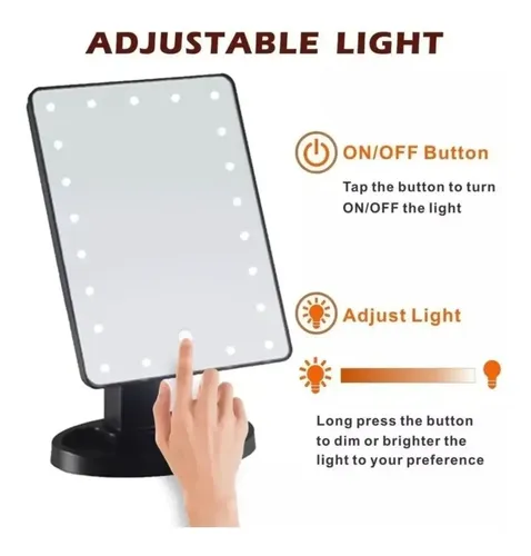 Espejo Led Maquillaje Touch Luz Pie Tactil Regulable 360