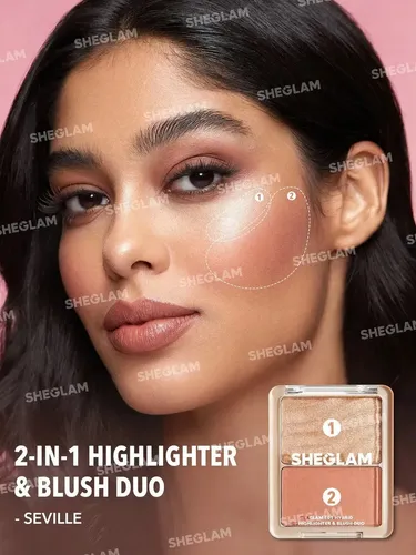 Sheglam Glam 101 Dúo Híbrido Iluminador Rubor Multifuncional Tono Del Maquillaje Seville