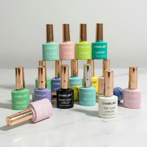 Kit Esmaltes Semipermanente X 14 Un. Base Top Coat Uñas Gel