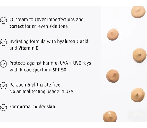 Crema Cc Spf50 Lune+aster Porcelana 1.0, Cobertura Media