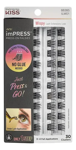 Pestañas Eco Kiss Impress Press-on Falsies Kit Sin Pegamento Color Wispy
