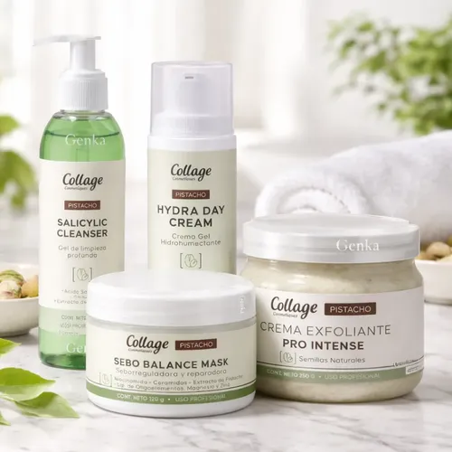 Kit Skincare Profesional Pistacho Piel Grasa Y Acne Collage