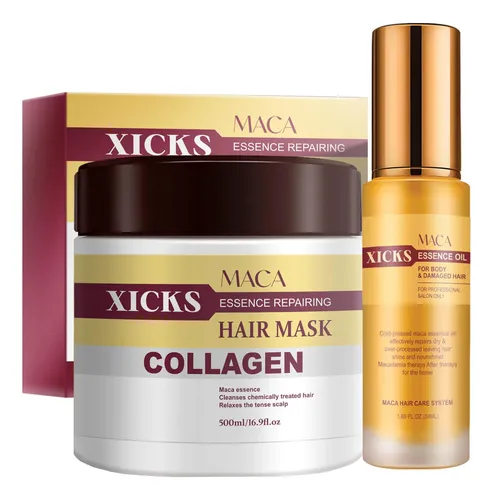 Set De Máscara Capilar Y Aceite Xicks Maca Collagen Repair 5