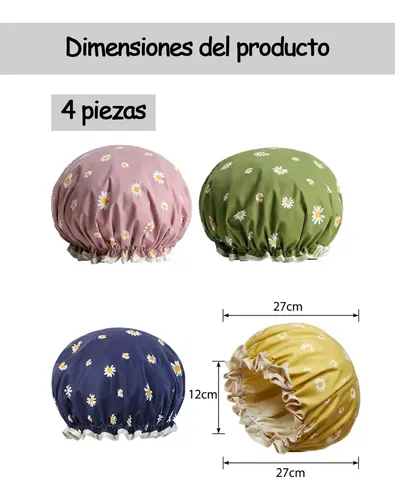 Gorras De Baño Para Mujer, 4 Piezas, Impermeables Pvc