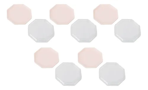 Maquillaje Octogonal Portátil Rosa Powder Puff Storage, 5 Un