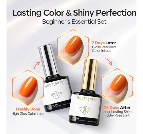 Set Base Y Top Coat Gel Modelones 15 Ml