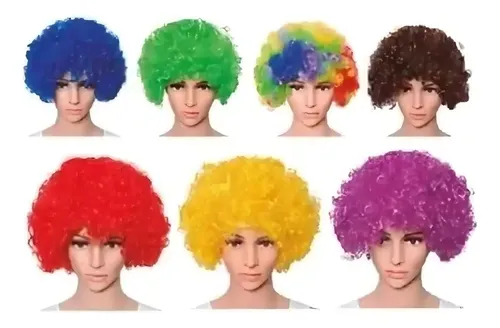 Peluca Afro Payaso Rulos Cotillon Fiesta Color Rojo