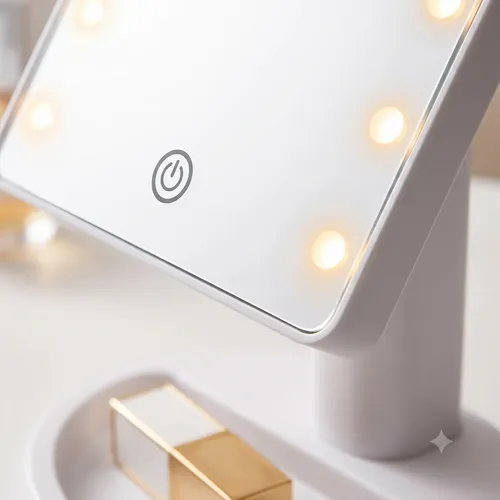 Espejo Cosmético Led Portátil Luz Cálida Tactil Maquillaje