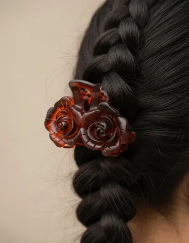 Broche De Pelo Flor De Rosa Doble Tipo Carey