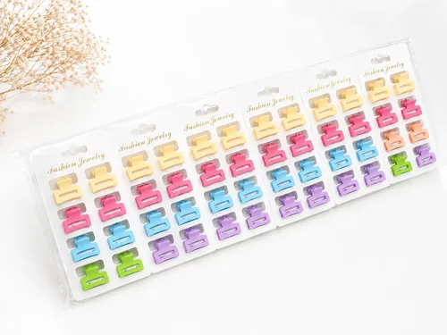 36 Mini Broches P/ Cabello Plásticos Colores Surtidos 2,5 Cm