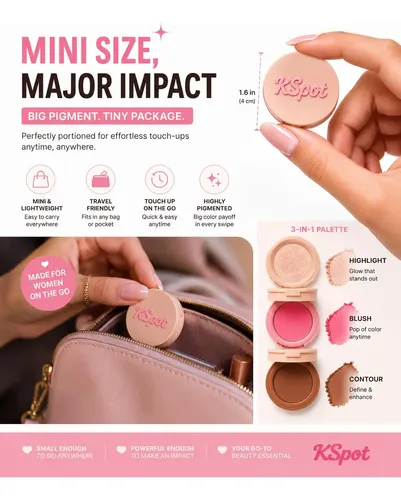 Trío De Maquillaje Facial Kspot 3 En 1: Rubor, Bronceador Y