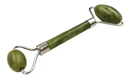 Masajeador Facial Rodillo De Piedra Jade Natural Doble Verde
