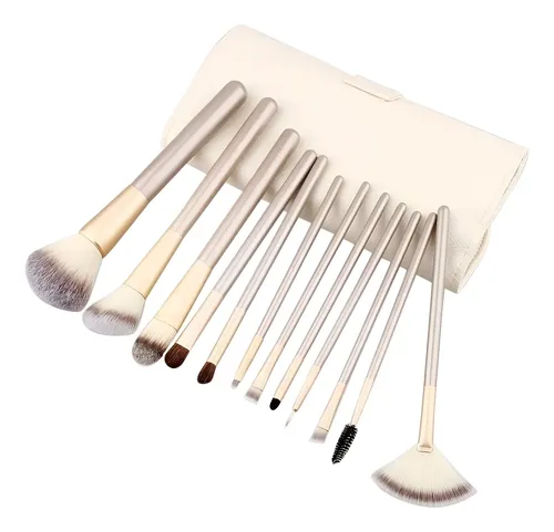 Set Brochas Pinceles Profesional Pelo Natural Y Sintético. – Estuche Blanco/negro