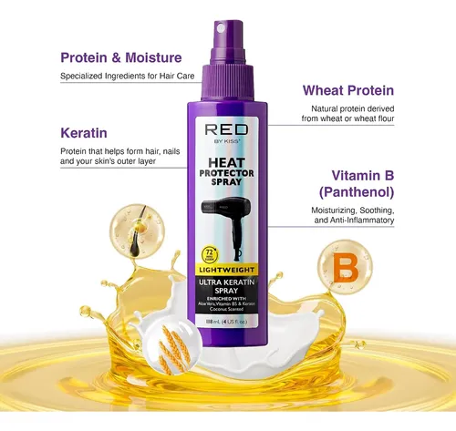 Red By Kiss Heat Protector, 4 Fl Oz – Ultra Keratin Spray…