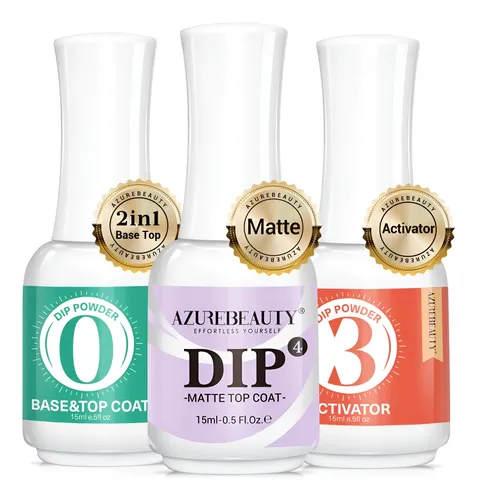 Set Líquido En Polvo Para Inmersión Azurebeauty Base Top Coa