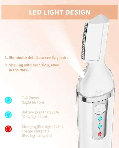 Depiladora Eléctrica Cejas Recargable Con Luz Led