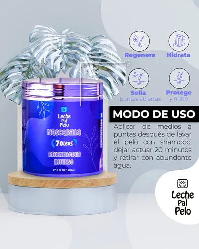Mascarilla Reparadora Para El Cabello Leche Pal Pelo 7 Oleos