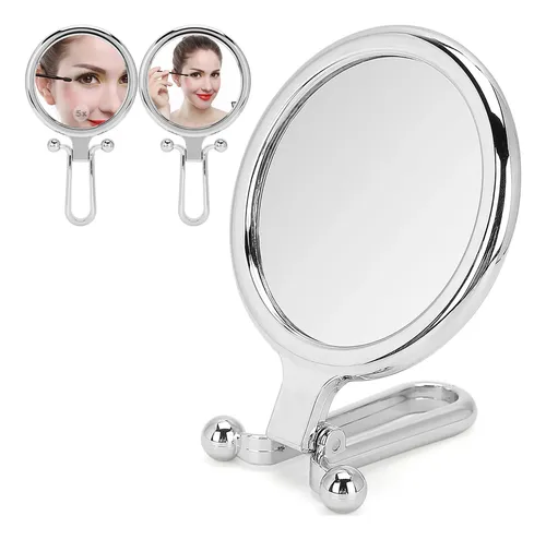Espejo Cosmético Con Aumento De 5 Aumentos, Plegable, Ajusta
