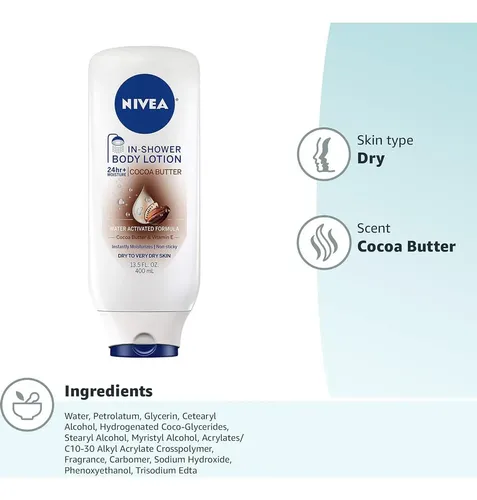 Loción Corporal Nivea En Ducha con Manteca de Cacao para Piel Seca
