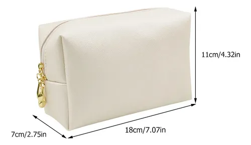 1pc White Pu Makeup Bag Lightweight Travel Cosmetics Pouch