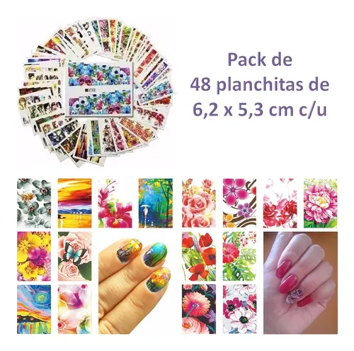 48 Stickers Al Agua Diseños Varios Deco Uñas Nai Art