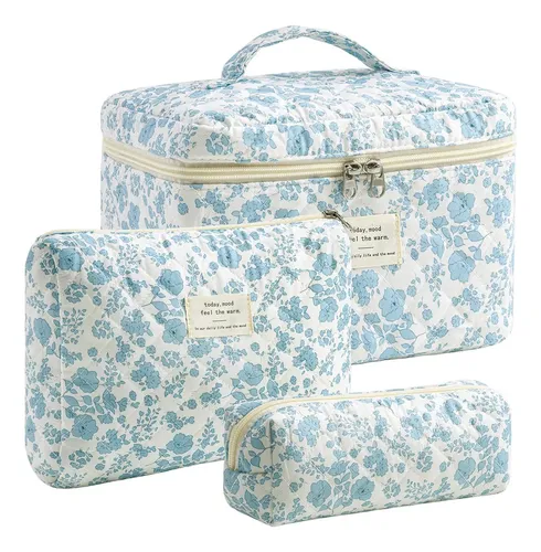 3 Cosmetiqueras Floral Mujer Bolsas Maquillaje Viaje Color