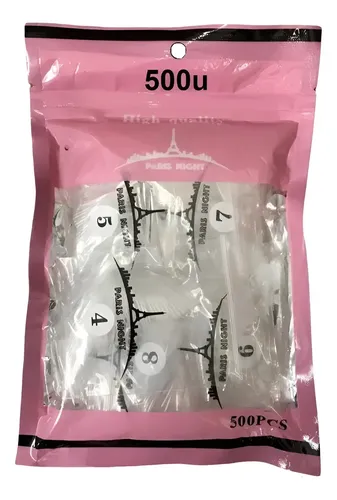 Tips Para Soft Gel Y Press On Paris Night X500 Pre Limadas Color Transparentes Stiletto S/prelimar