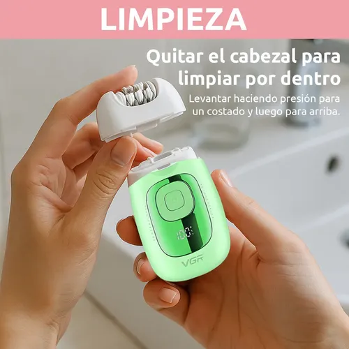 Depiladora Mujer Led Recargable Vgr V-760 18 Pinzas Luz Verde