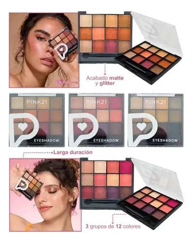 Paleta Sombras Pink21 12 Colores Matte Satinados Maquillaje