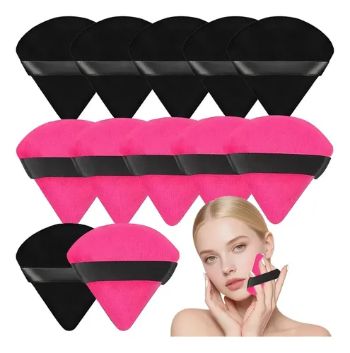 [ Set De 12 Esponjas De Polvo Triangulares Para Polvo Rosa